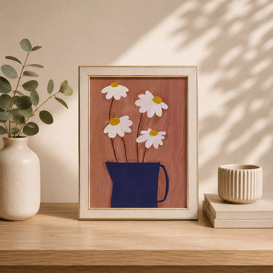 Cuadro De Flores Margaritas en Taza