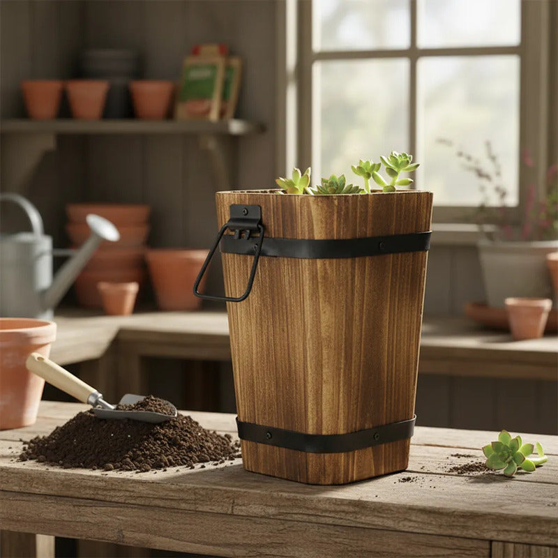 Maceta Cuadrada De Madera 21 cm