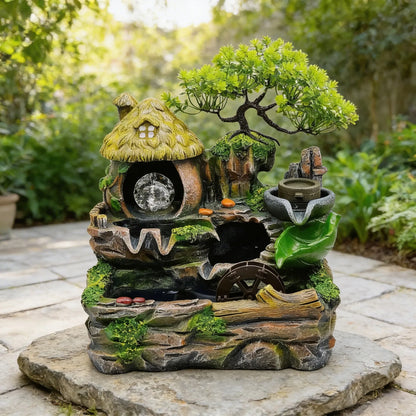 Fuente De Agua Casita Choza Y Esfera