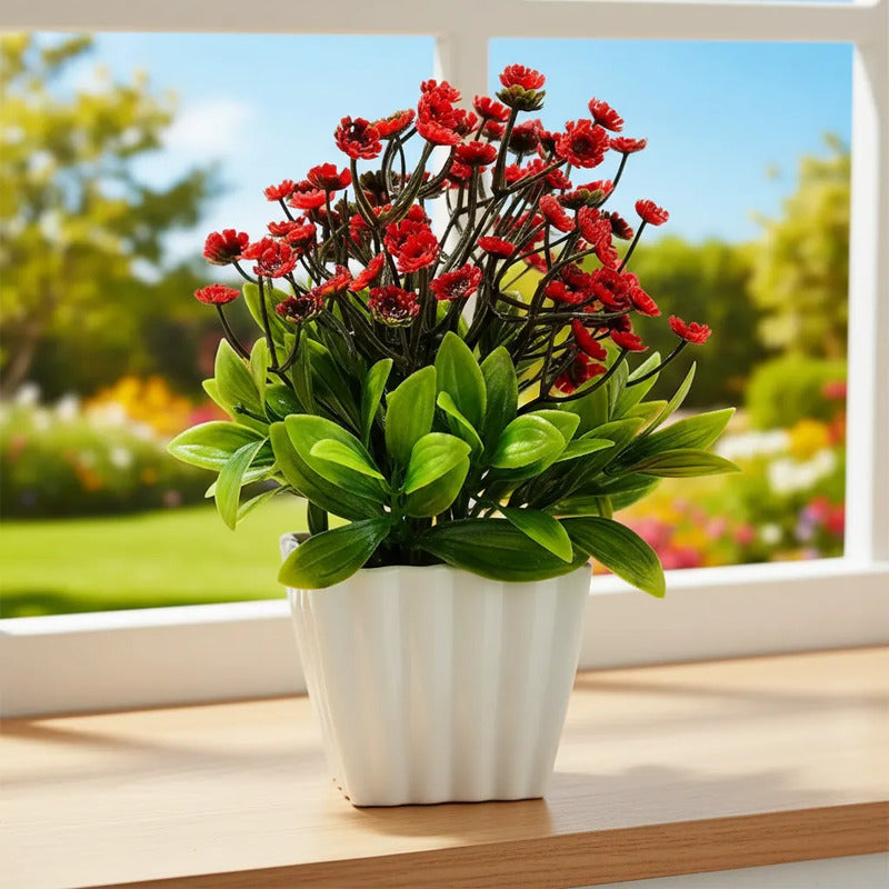 Mini Clavel Artificial En Maceta