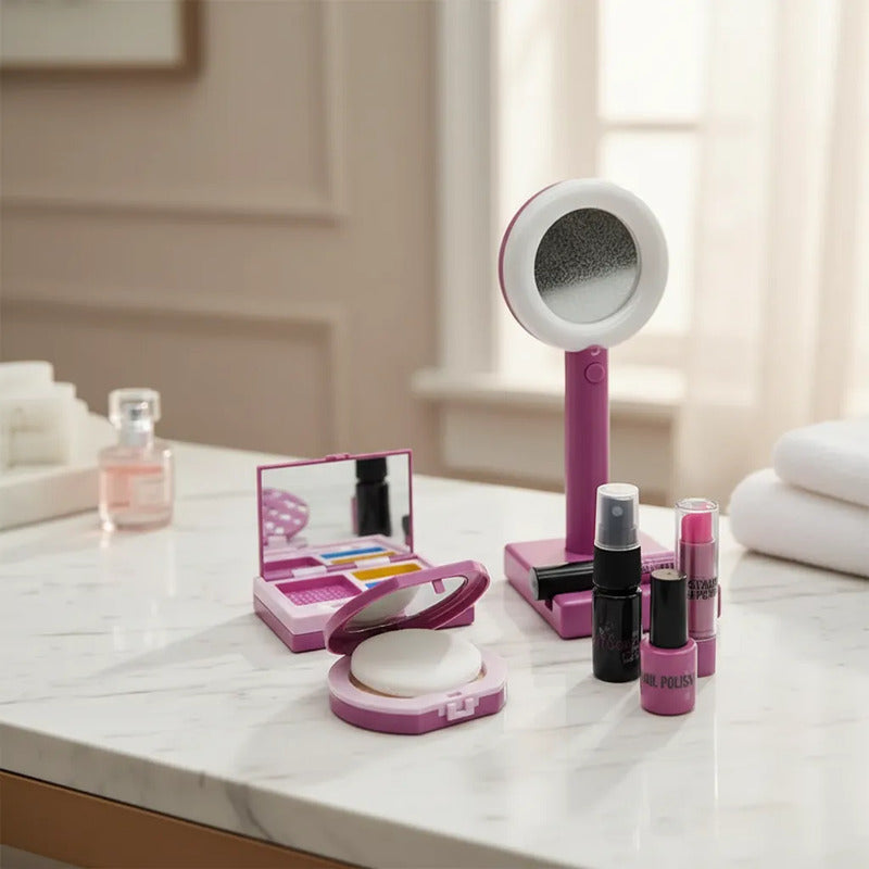 Set Maquillaje Grande Con Aro De Luz