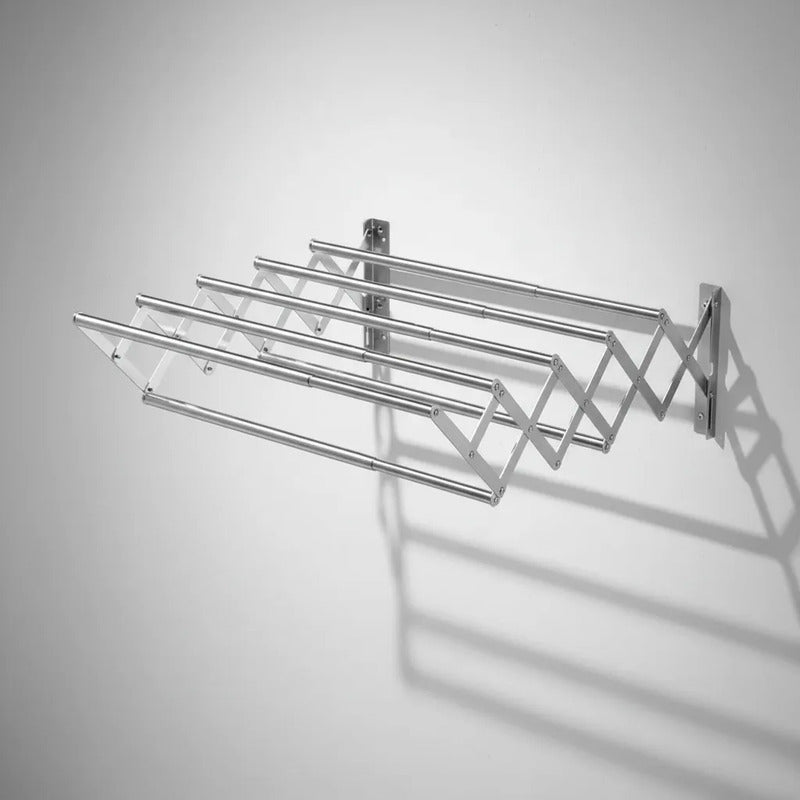 Tendedero De Aluminio Inoxidable Plegable Pared 80 X 80 Cm Plateado