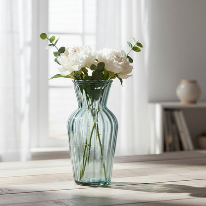 Florero De Vidrio Oscuro Acanalado 15 X 6 cm