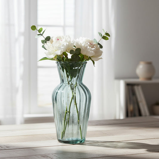 Florero De Vidrio Oscuro Acanalado 15 X 6 cm