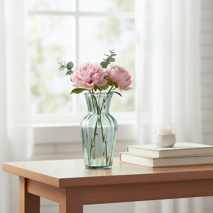 Florero De Vidrio Oscuro Acanalado 15 X 6 cm