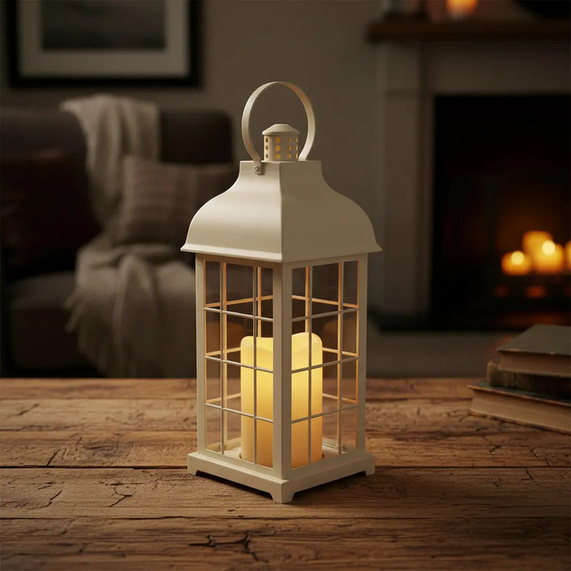 Fanal Con Vela Led Luminoso Grande