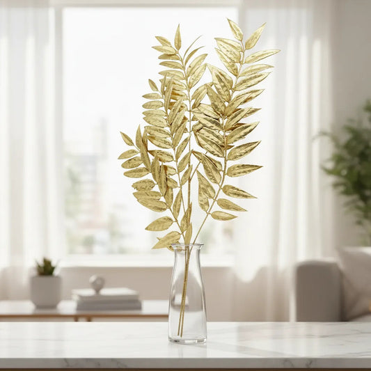 Vara Hoja Laurel Metalizada 5 Ramas Con Hojas