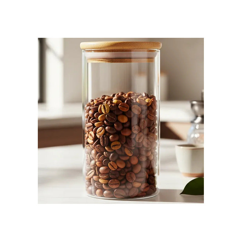 Frasco De Vidrio Con Tapa Bambú