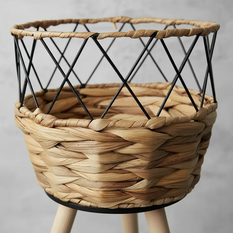 Porta Maceta De Mimbre Con Patas 43,5 cm