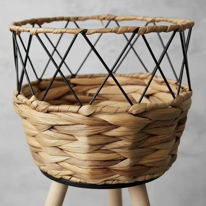 Porta Maceta De Mimbre Con Patas 43,5 cm
