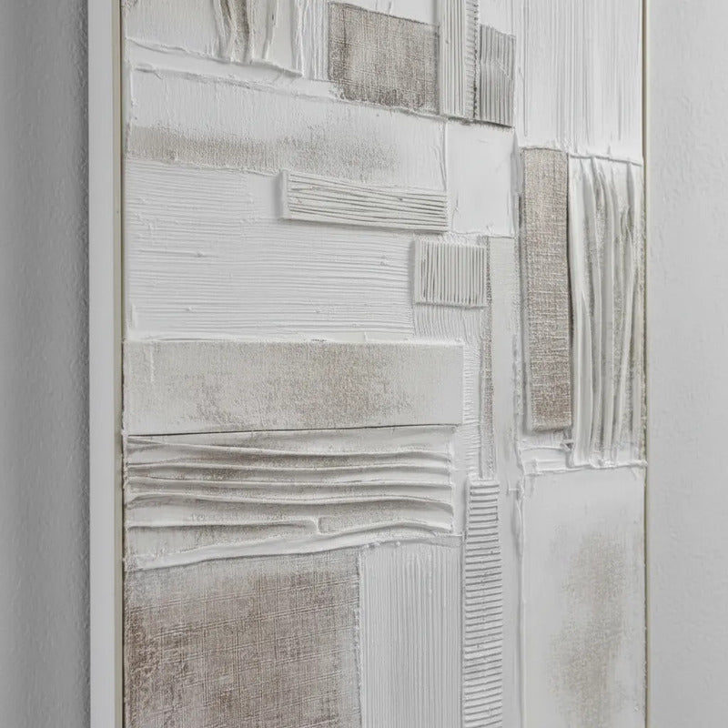 Cuadro Abstracto Decorativo Blanco Y Beige