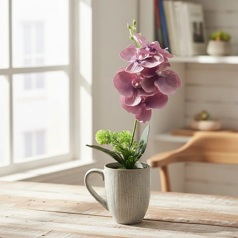 Planta Artificial Orquídea En Taza