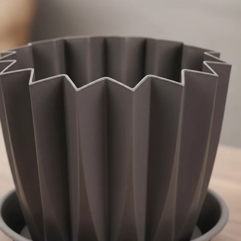 Maceta Plástica Zigzag Con Plato