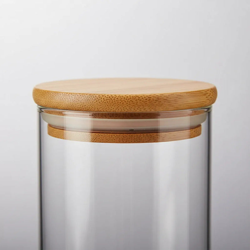 Frasco De Vidrio Con Tapa Bambú