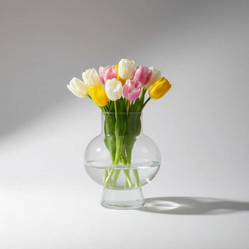 Florero De Vidrio Diseño Bola Con Cuello 20c