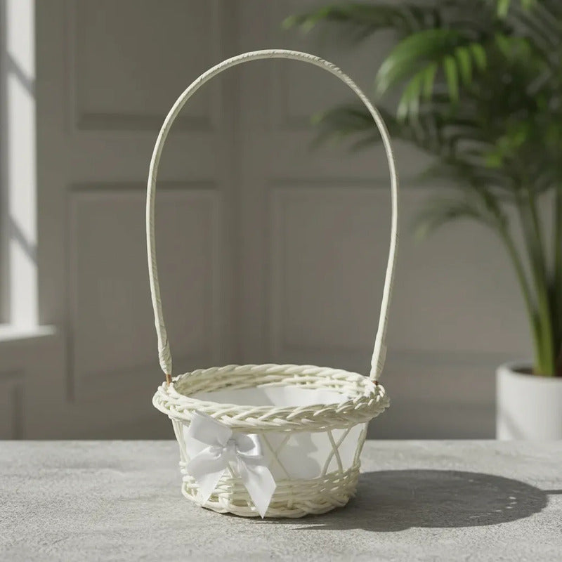 Canasta De Mimbre Blanco 20 cm