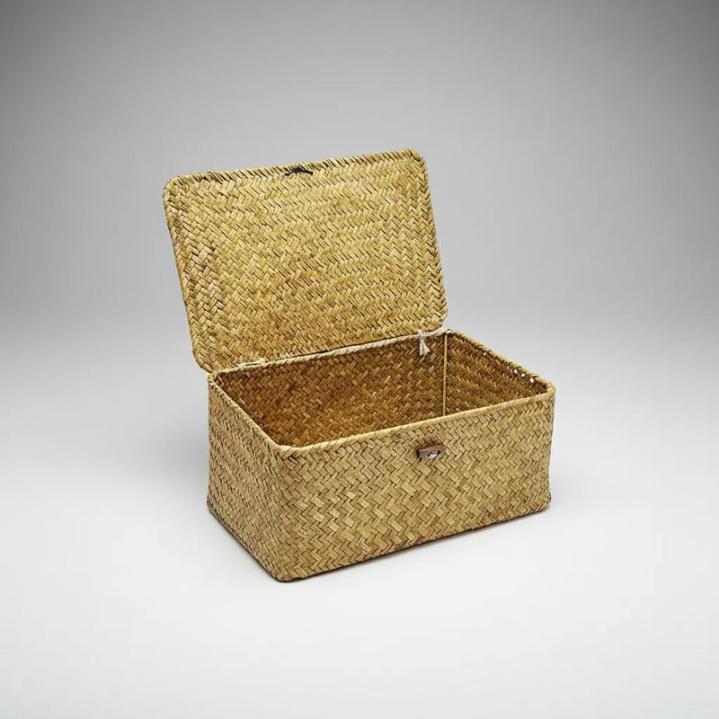 Canasto Ratán Con Tapa 12 X 29 cm