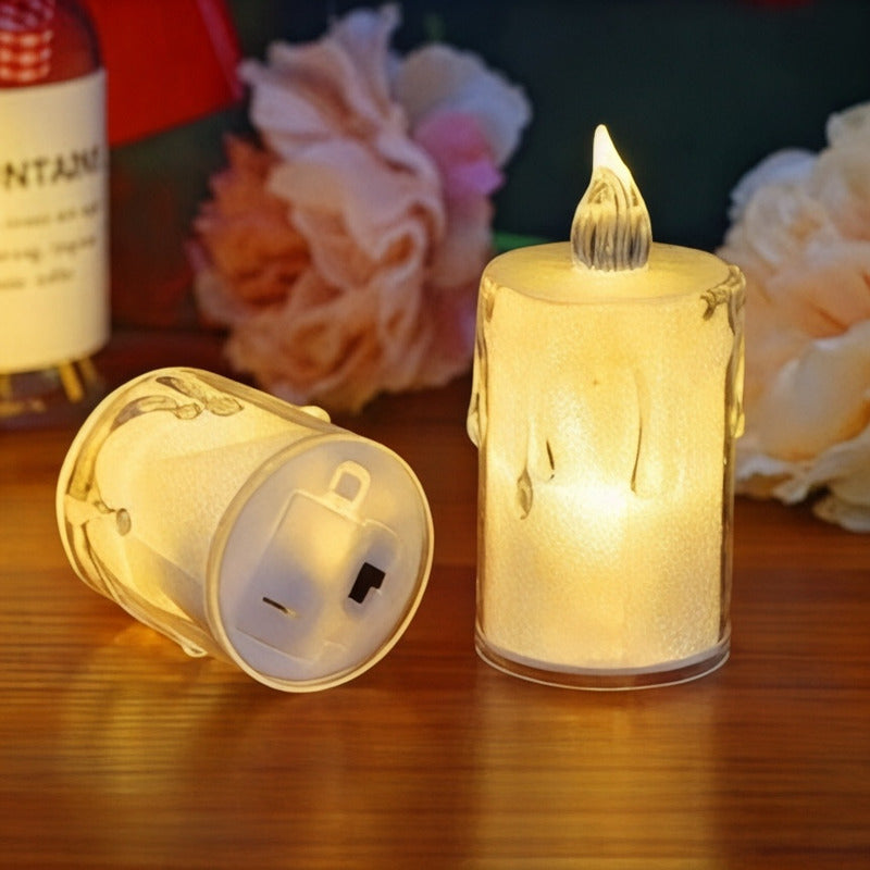 Velas Led Transparente 6,5cm Blanco Cálido X24