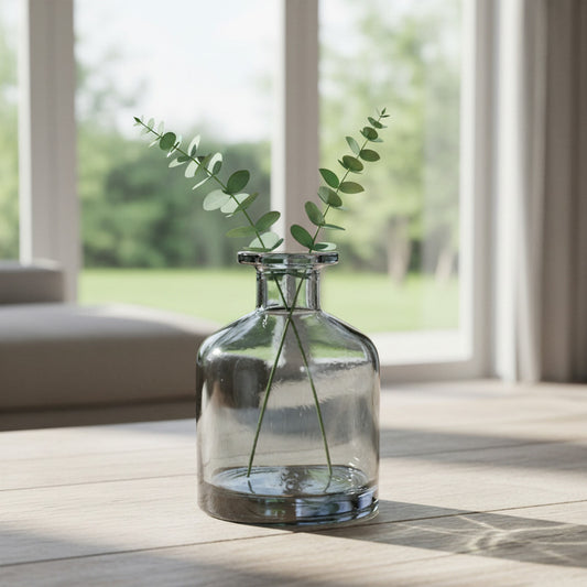 Florero De Vidrio Oscuro Tipo Botella 11 cm