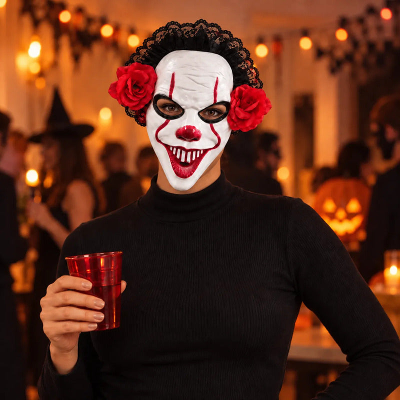 Mascara Payaso It con Encaje y Rosas