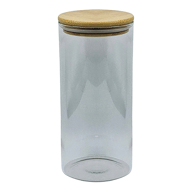 Frasco De Vidrio Con Tapa Bambú 26cm - 1800 ml