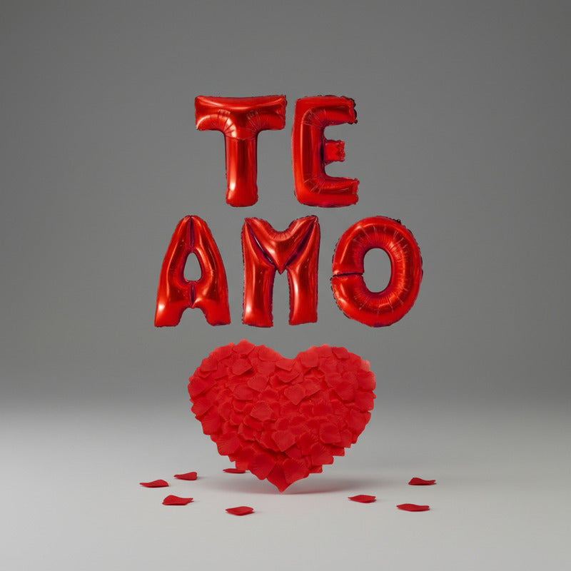 Globos Te Amo 41cm + 100 Pétalos De Rosa