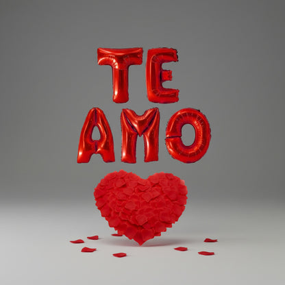Globos Te Amo 41cm + 100 Pétalos De Rosa