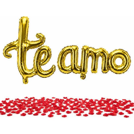 Globos Te Amo con Pétalos Rojos