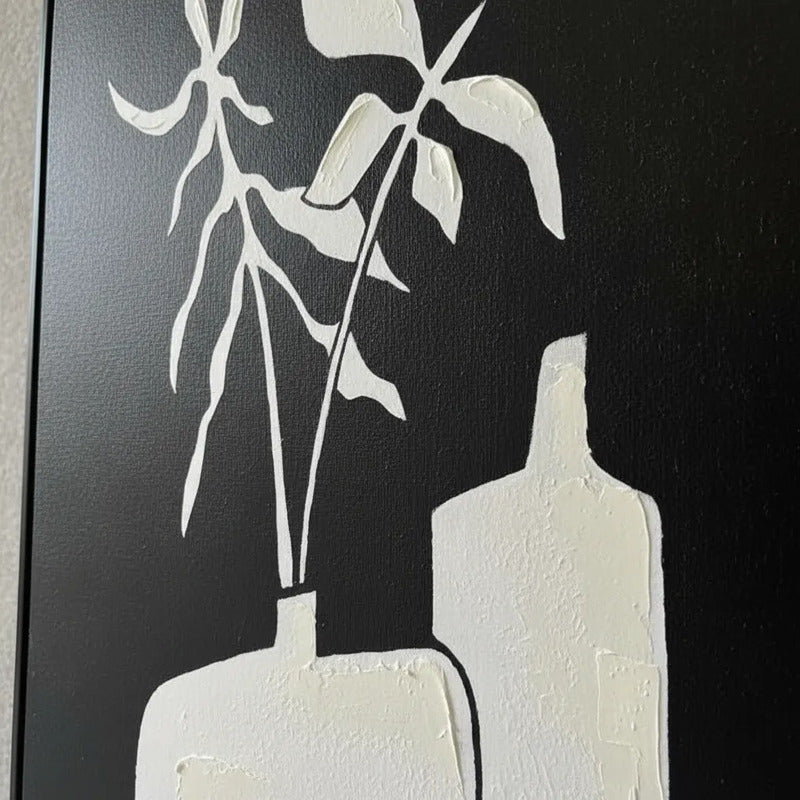 Cuadro Decorativo Floreros Y Bambú