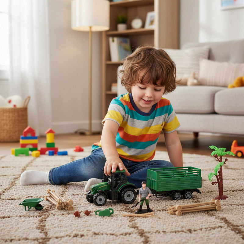 Juego De Granja Con Accesorios Y Tractor