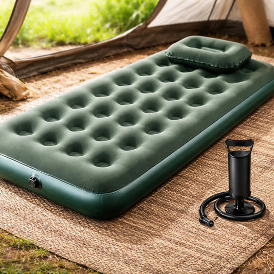 Colchón Inflable Con Inflador Y Almohada 1 Plaza