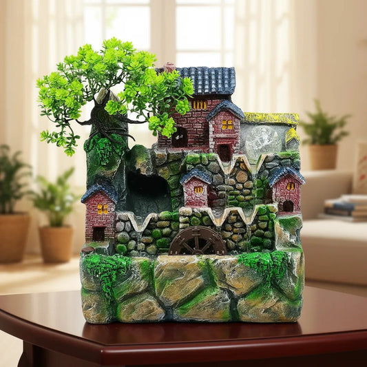 Fuente De Agua Casita Con Árbol