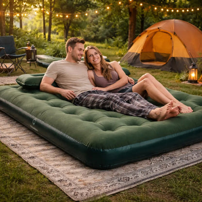 Colchón Inflable + Inflador + Almohada 2 Plazas