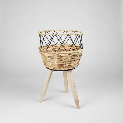 Porta Maceta De Mimbre Con Patas 56 cm
