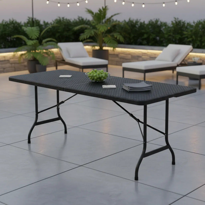 Mesa Plegable Tipo Valija Ratán Pvc
