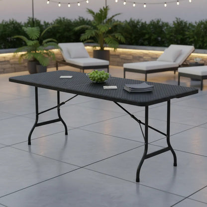 Mesa Plegable Tipo Valija Ratán Pvc