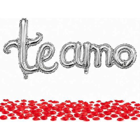 Globos Te Amo con Pétalos Rojos
