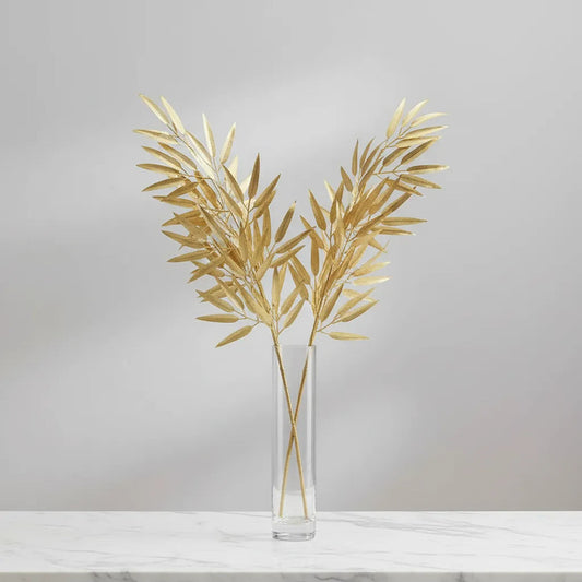 Vara Hoja Bamboo Metalizada 5 Ramas Con Hojas