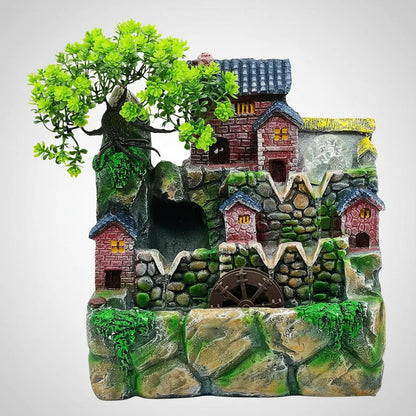 Fuente De Agua Casita Con Árbol