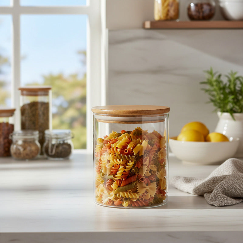 Frasco De Vidrio Y Tapa Bambú 12,5cm - 800 ml