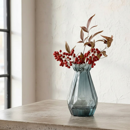 Florero De Vidrio Geométrico Con Cuello 15 cm