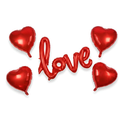 Globo Love + 4 Globos Corazón