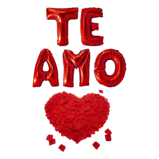 Globos Te Amo 41cm + 100 Pétalos De Rosa