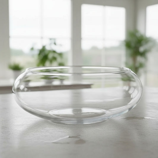 Florero De Vidrio Tipo Pecera 16,5 X 7,5 cm