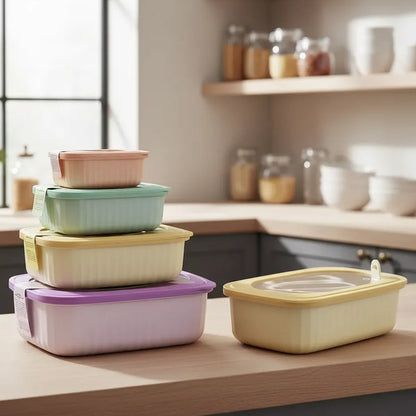 Set Tuppers Plásticos Con Tapa De Silicona