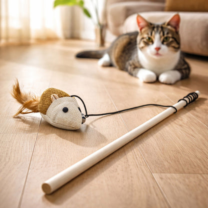 Juguete Varita Con Ratón Para Gatos