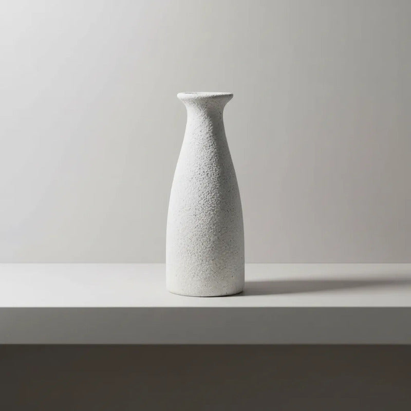 Florero De Cerámica Efecto Arena Con Cuello 19,5cm