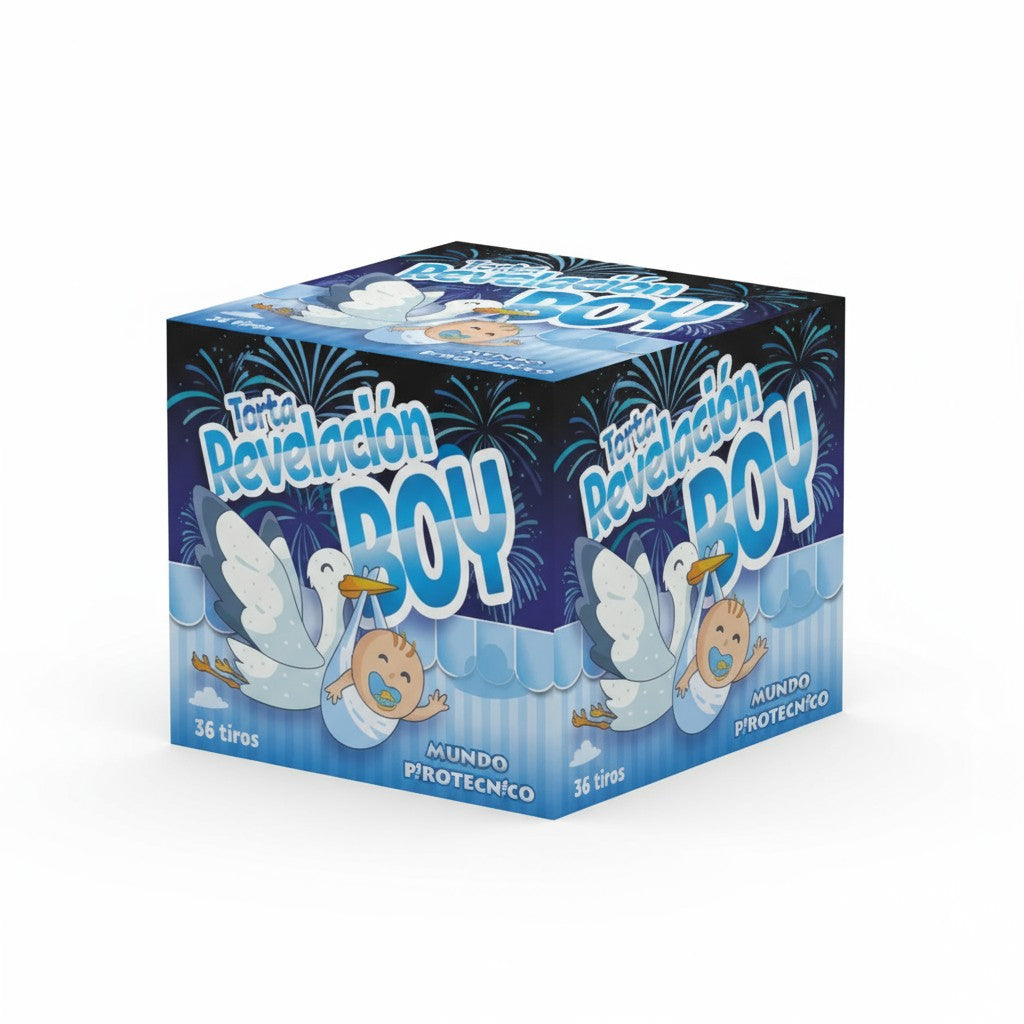 Torta Revelación Niño Celeste 36 Tiros | NUEVO 2025
