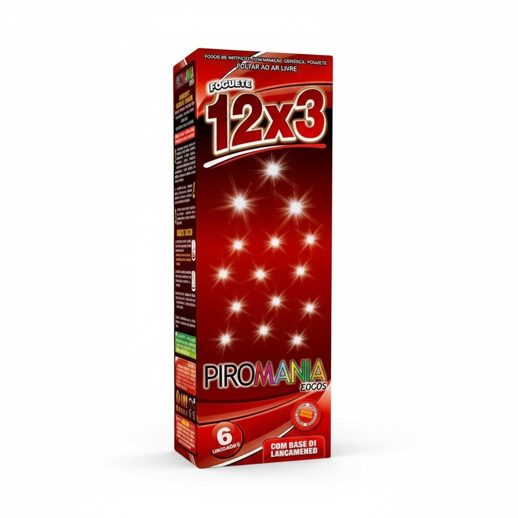 Foguete 12×3 Tiros Piromania – Caja X6 unidades